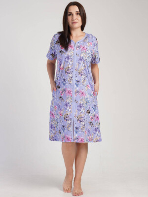 Купить Хлопковый халат на молнии с коротким рукавом VIENETTA 3110100200 в Украина в Lingerie.ua - Одяг для дому та відпочинку, Видео