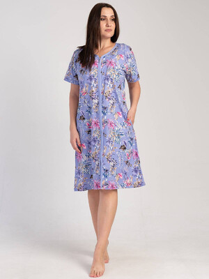 Купить Хлопковый халат на молнии с коротким рукавом VIENETTA 3110100200 в Украина в Lingerie.ua - Одяг для дому та відпочинку, Фото 2