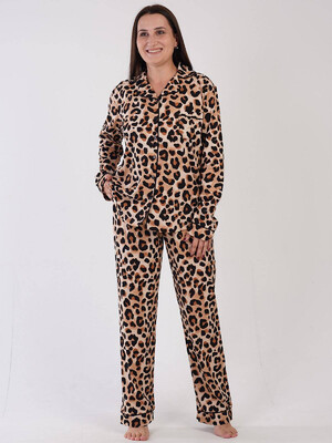 Купить Хлопковая пижама с леопардовым принтом VIENETTA 3090254962 в Украина в Lingerie.ua - Одяг для дому та відпочинку, Видео