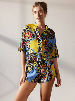 Летняя блуза из купро с этническим принтом HAYS 36300