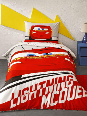 Купить Односпальный комплект постельного белья TAC Disney Cars Lightning с простыней на резинке в Украина