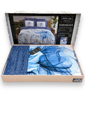 Двуспальный комплект постельного белья IKRA LIFE Saten Digital PAMUKKALE
