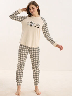 Хлопковый домашний комплект с длинным рукавом SEVIM 16090