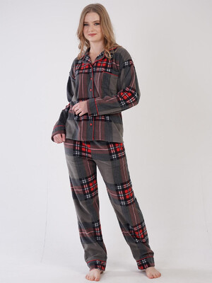 Купить Флисовая женская пижама на пуговицах VIENETTA 3100920246 в Украина в Lingerie.ua - Одяг для дому та відпочинку, Фото 5