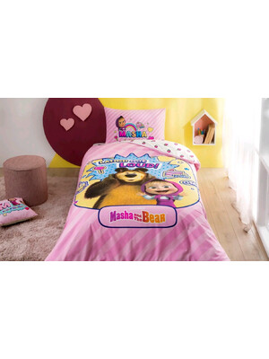 Купить Односпальный комплект постельного белья TАС Disney Masha And The Bear Super Cute с простыней на рези в Украина в Lingerie.ua - Одяг для дому та відпочинку, Фото 2