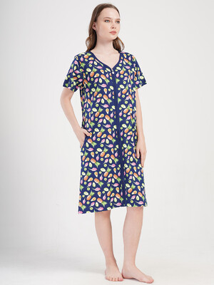 Купить Хлопковый халат на молнии с коротким рукавом VIENETTA 4092110231 в Украина в Lingerie.ua - Одяг для дому та відпочинку, Фото 3