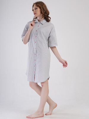 Купить Хлопковый халат на пуговицах с коротким рукавом VIENETTA 4080312838 в Украина в Lingerie.ua - Одяг для дому та відпочинку, Фото 5