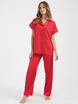 Купить Шелковая классическая пижама с коротким  рукавом VIENETTA 1617205156 в Украина