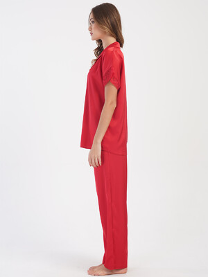 Купить Шелковая классическая пижама с коротким  рукавом VIENETTA 1617205156 в Украина в Lingerie.ua - Одяг для дому та відпочинку, Фото 3