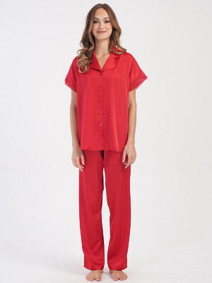 Купить Шелковая классическая пижама с коротким  рукавом VIENETTA 1617205156 в Украина в Lingerie.ua - Одяг для дому та відпочинку, Фото 6