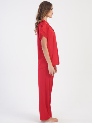 Купить Шелковая классическая пижама с коротким  рукавом VIENETTA 1617205156 в Украина в Lingerie.ua - Одяг для дому та відпочинку, Фото 7