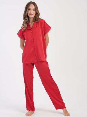 Купить Шелковая классическая пижама с коротким  рукавом VIENETTA 1617205156 в Украина в Lingerie.ua - Одяг для дому та відпочинку, Фото 8