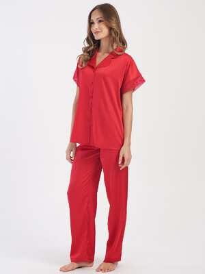 Купить Шелковая классическая пижама с коротким  рукавом VIENETTA 1617205156 в Украина в Lingerie.ua - Одяг для дому та відпочинку, Фото 9