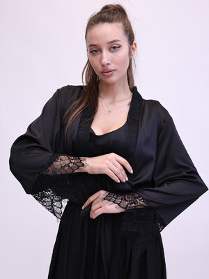Купить Шелковый пеньюар халат с кружевом LINGERIE 170269-1 в Украина в Lingerie.ua - Одяг для дому та відпочинку, Фото 2