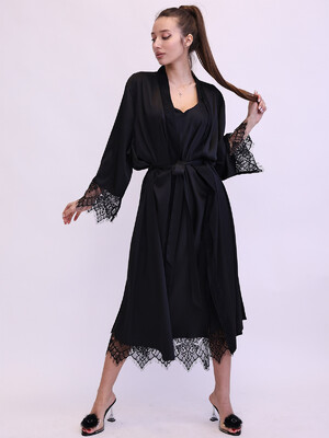 Купить Шелковый пеньюар халат с кружевом LINGERIE 170269-1 в Украина в Lingerie.ua - Одяг для дому та відпочинку, Фото 11