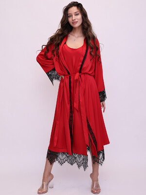 Купить Шелковый пеньюар халат с кружевом LINGERIE 170269-1 в Украина в Lingerie.ua - Одяг для дому та відпочинку, Фото 5