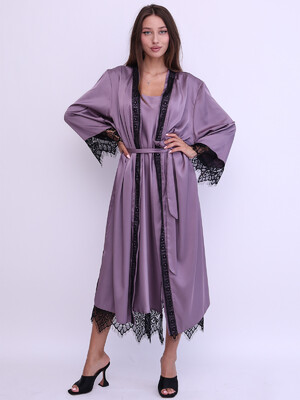 Купить Шелковый пеньюар халат с кружевом LINGERIE 170269-1 в Украина в Lingerie.ua - Одяг для дому та відпочинку, Фото 4