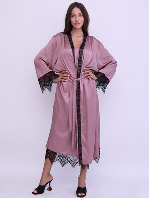 Купить Шелковый пеньюар халат с кружевом LINGERIE 170269-1 в Украина в Lingerie.ua - Одяг для дому та відпочинку, Фото 3