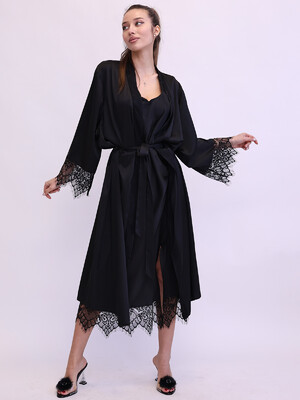 Купить Шелковый пеньюар халат с кружевом LINGERIE 170269-1 в Украина в Lingerie.ua - Одяг для дому та відпочинку, Фото 18