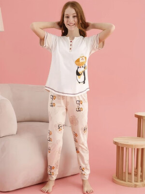 Купить Хлопковый домашний комплект с коротким рукавом для девочки SEVIM 8406 в Украина