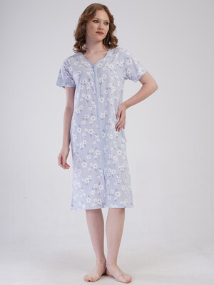 Купить Бавовняний халат на блискавці з коротким рукавом VIENETTA 4084820019 в Украина в Lingerie.ua - Одяг для дому та відпочинку, Фото 2