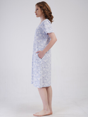 Купить Бавовняний халат на блискавці з коротким рукавом VIENETTA 4084820019 в Украина в Lingerie.ua - Одяг для дому та відпочинку, Фото 3