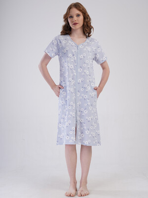 Купить Бавовняний халат на блискавці з коротким рукавом VIENETTA 4084820019 в Украина в Lingerie.ua - Одяг для дому та відпочинку, Фото 4