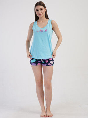 Купить Хлопковый комплект женский из майки и шорт VIENETTA 4082521337 в Украина в Lingerie.ua - Одяг для дому та відпочинку, Фото 2