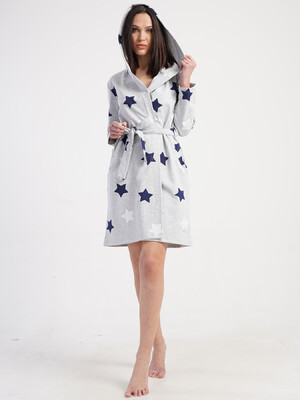 Купить Байковый халат женский на запах с капюшоном VIENETTA 5010460233 в Украина