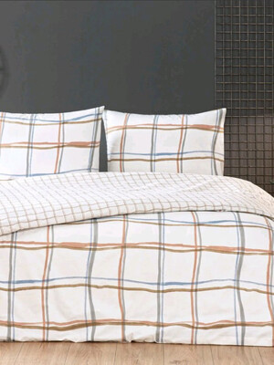 Полуторний комплект постільної білизни з ранфорсу з простирадлом на гумці TAC Rokkie