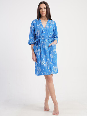 Хлопковый халат женский на запах с принтом VIENETTA 4110081252