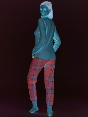 Купить Домашний костюм с длинным рукавом и брюками в клетку SEVIM 16989 в Украина в Lingerie.ua - Одяг для дому та відпочинку, Фото 2