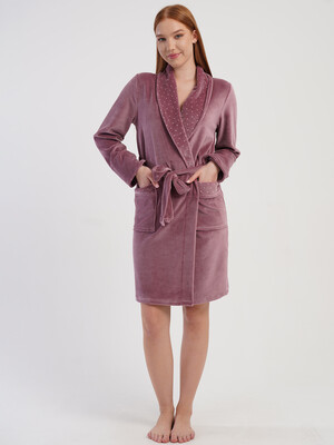 Купить Велюровий халат жіночий з довгим рукавом VIENETTA 5070202126 в Украина