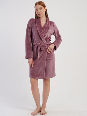 Купить Велюровий халат жіночий з довгим рукавом VIENETTA 5070202126 в Украина в Lingerie.ua - Одяг для дому та відпочинку, Фото 2
