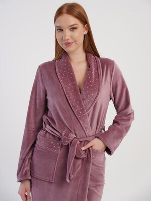 Купить Велюровий халат жіночий з довгим рукавом VIENETTA 5070202126 в Украина в Lingerie.ua - Одяг для дому та відпочинку, Фото 3