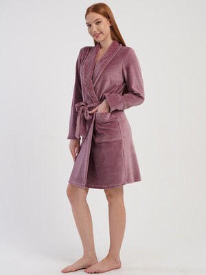 Купить Велюровий халат жіночий з довгим рукавом VIENETTA 5070202126 в Украина в Lingerie.ua - Одяг для дому та відпочинку, Фото 5