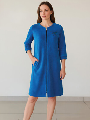 Велюровый халат женский на молнии JEN 5237  
