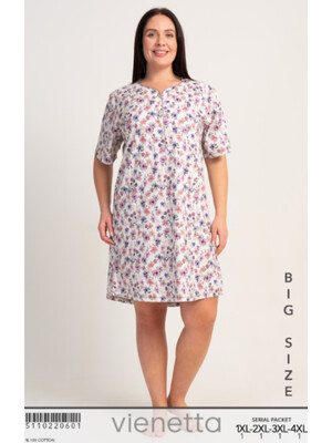 Хлопковая домашняя туника большого размера VIENETTA 5110220601