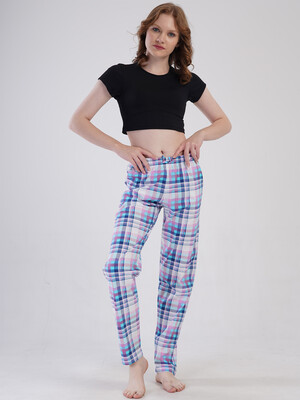 Купить Хлопковые женские брюки в клетку VIENETTA 4091490850 в Украина в Lingerie.ua - Одяг для дому та відпочинку, Фото 4