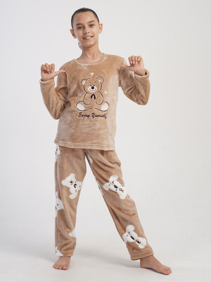 Теплый домашний костюм из велсофта (свитшот + брюки) VIENETTA KIDS 4031250297